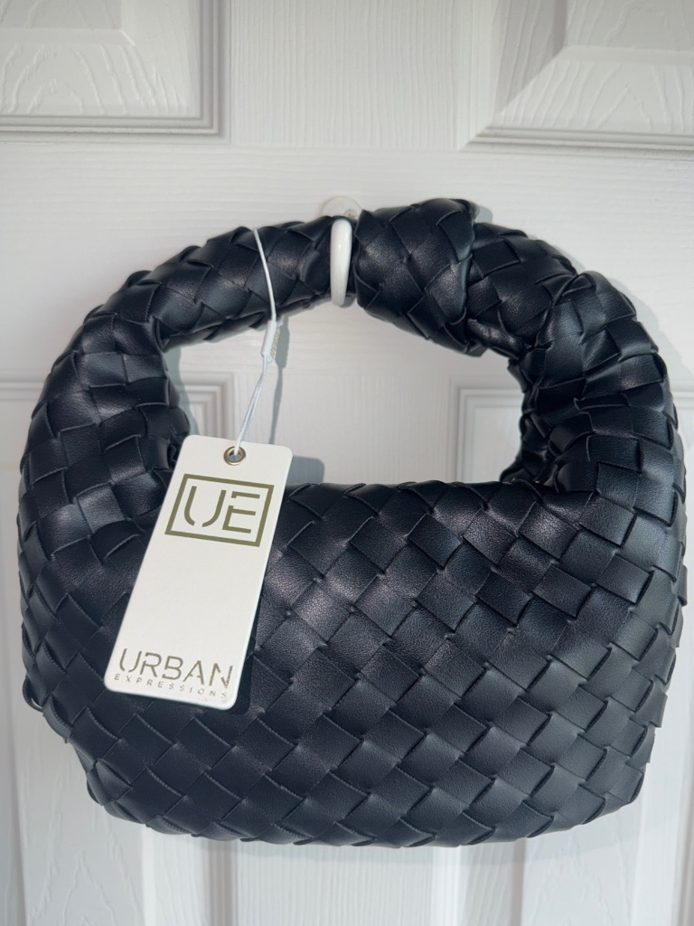 Urban Expressions Black Woven Mini Handle Bag